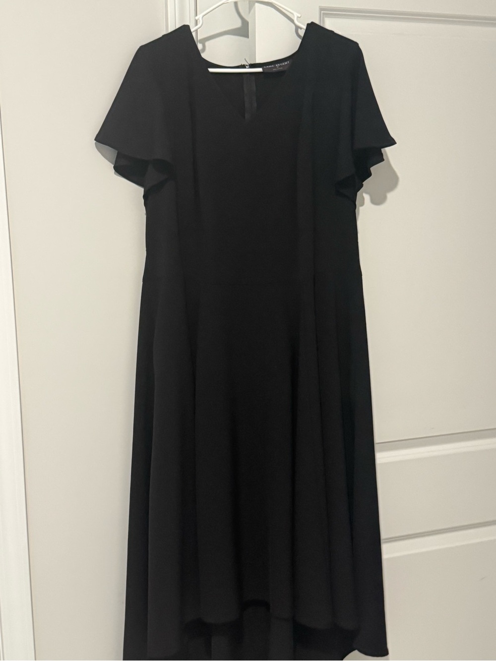 Lane Bryant Black High-Low Belted Flutter Sleeve Dress